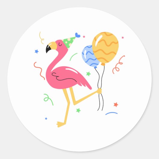 Cute Flamingo Summer Birthday Party  Runder Aufkleber (Vorderseite)