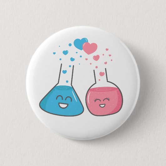 Cute Flasks with Perfect Chemistry in Love Button (Vorderseite)