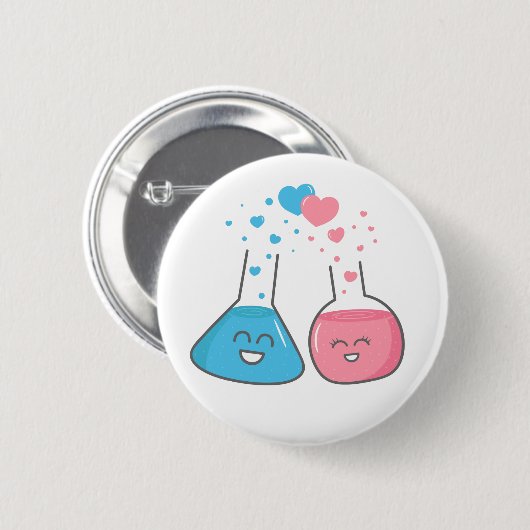Cute Flasks with Perfect Chemistry in Love Button (Vorne & Hinten)