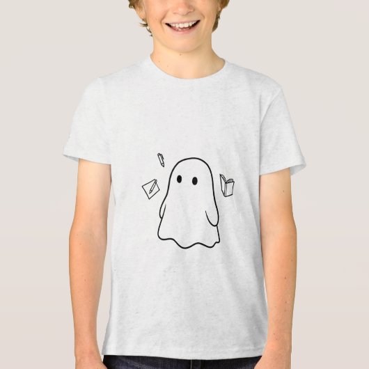 cute floating ghost with stationary Tri-Blend shirt (Vorderseite)