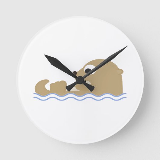 Cute Floating Otter Runde Wanduhr (Vorderseite)