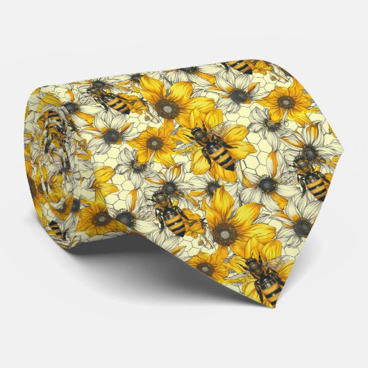 Cute floral bee tiled pattern krawatte (Gerollt)