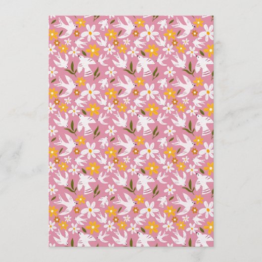 Cute Floral Bird Seamless Pattern Einladung (Vorderseite)