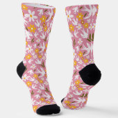 Cute Floral Bird Seamless Pattern Socken (Gewinkelt)