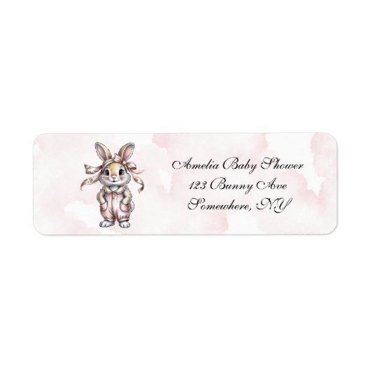 Cute Floral Bunny Girl Baby Shower Address (Vorne)