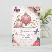 Cute Floral Butterfly Party Einladung (Stehend Vorderseite)