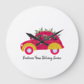 Cute Floral Colorful Große Wanduhr (Vorderseite)