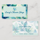 Cute Floral Design Flower Shop Business Card Visitenkarte (Vorne/Hinten)