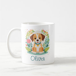 Cute Floral Dog Puppy Kaffeetasse