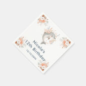 Cute Floral Dolphin Birthday Party Serviette (Ecke)