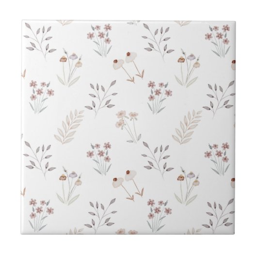 Cute Floral Elegant Wildflowers Ceramic Tile Fliese (Vorderseite)
