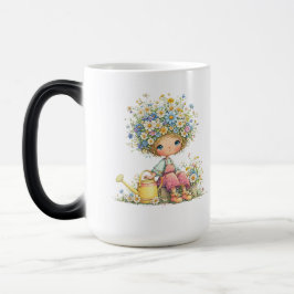 Cute Floral Girl Watercolor Garden Art Verwandlungstasse