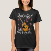 Cute Floral Guitar Girl Design T-Shirt (Vorderseite)