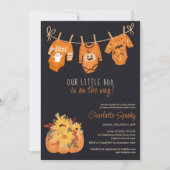 Cute floral Halloween little boo baby shower Einladung (Vorderseite)