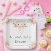 Cute Floral Jellyfish Baby Shower  Pappteller (Party)