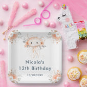 Cute Floral Jellyfish Birthday Party Pappteller (Party)