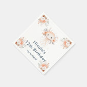 Cute Floral Jellyfish Birthday Party Serviette (Ecke)