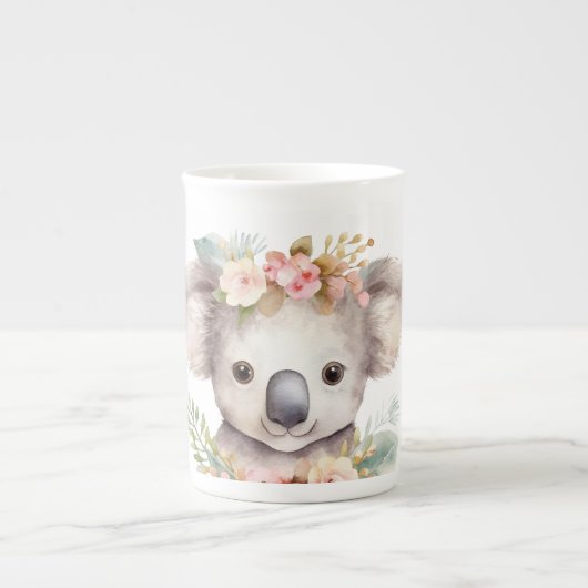 Cute Floral Koala Bear Porzellantasse (Vorderseite)