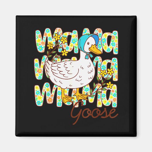 Cute Floral Mama Goose Coquette Mother's Day Silly Magnet (Vorne)