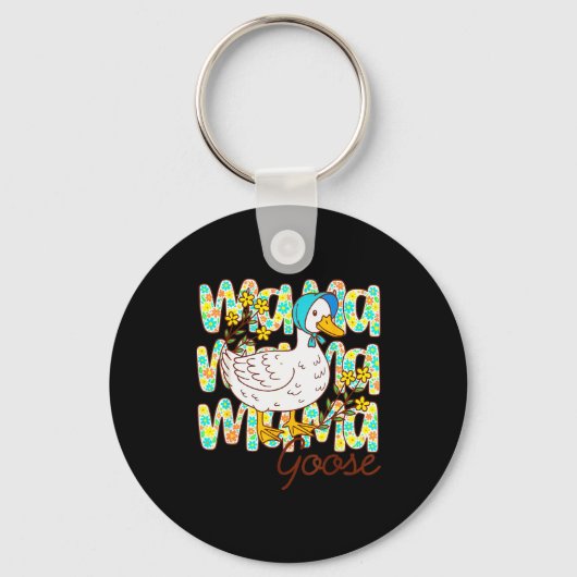 Cute Floral Mama Goose Coquette Mother's Day Silly Schlüsselanhänger (Vorderseite)