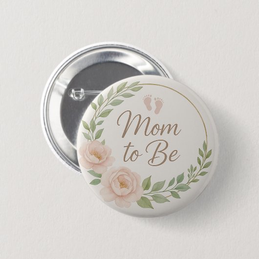 Cute Floral Mom to Be  Button (Vorne & Hinten)