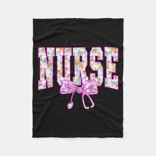 Cute Floral Nk Nurse Coquette Bow Stethoscope Nurs Fleecedecke (Vorderseite)