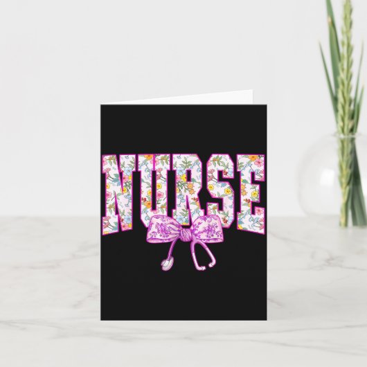 Cute Floral Nk Nurse Coquette Bow Stethoscope Nurs Karte (Vorderseite)