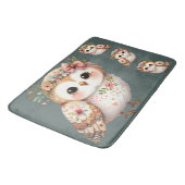 Cute Floral Owl with Bow Badematte (Schrägansicht)