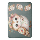 Cute Floral Owl with Bow Badematte (Vorderseite Vertikal)