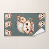Cute Floral Owl with Bow Badhandtuch Set (Handtuch)