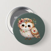 Cute Floral Owl with Bow Button (Vorne & Hinten)