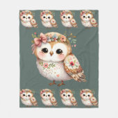 Cute Floral Owl with Bow Fleecedecke (Vorderseite)