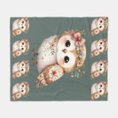 Cute Floral Owl with Bow Fleecedecke (Vorderseite (Horizontal))