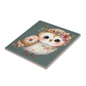 Cute Floral Owl with Bow Fliese (Seite)