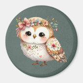 Cute Floral Owl with Bow Magnet (Vorne)