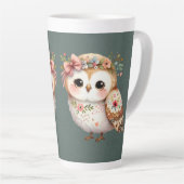 Cute Floral Owl with Bow Milchtasse (Rechte Ecke)