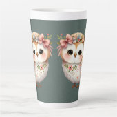 Cute Floral Owl with Bow Milchtasse (Vorderseite)