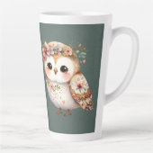 Cute Floral Owl with Bow Milchtasse (Rechts)