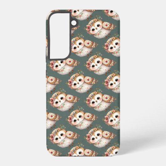 Cute Floral Owl with Bow Samsung Galaxy Hülle (Rückseite)