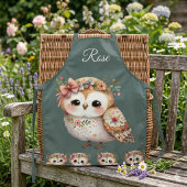 Cute Floral Owl with Bow Schürze