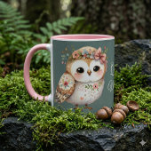 Cute Floral Owl with Bow Tasse