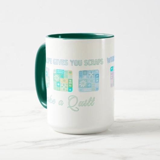 Cute & Floral Patchwork Pattern in Green Colours Tasse (Vorderseite Links)