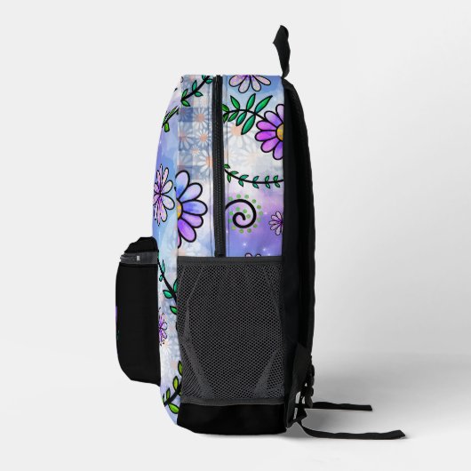 Cute Floral Pattern Monogram Name  Bedruckter Rucksack (Rechts)