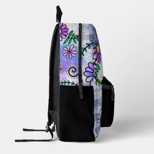 Cute Floral Pattern Monogram Name Bedruckter Rucksack (Links)