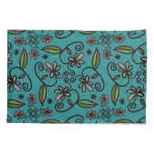Cute Floral Pattern Teal Kissenbezug (Rückseite-Links)