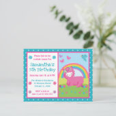 Cute Floral Pink Rainbow Llama Birthday Postkarte (Stehend Vorderseite)