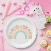 Cute Floral Rainbow Smiles Pastel Birthday Pappteller (Party)