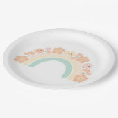 Cute Floral Rainbow Smiles Pastel Birthday Pappteller (Schrägansicht)