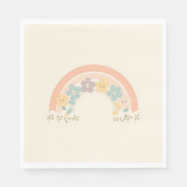 Cute Floral Rainbow Smiles Pastel Party Napkins Serviette