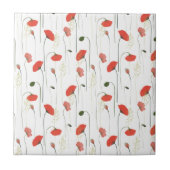 Cute Floral Red Poppy Pattern Ceramic Tile Fliese (Vorderseite)